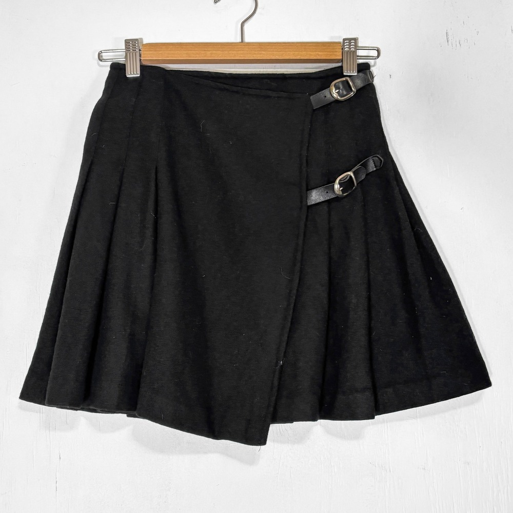 VTG 90s‎ The Limited 100% Wool Pleated Wrap Kilt Skirt Size 4 Buckle Punk Grunge